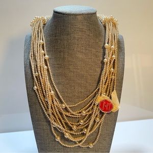 Unique Vintage Simulated of pearls distinction multi Strand Necklace
